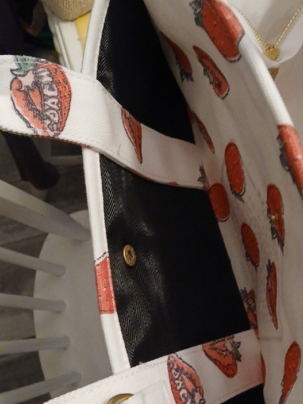 Coach White Canvas Tote with Red Strawberry Motif - Picture 4 of 8